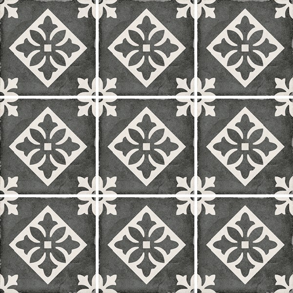 Equipe Art Nouveau Padua Black 20x20